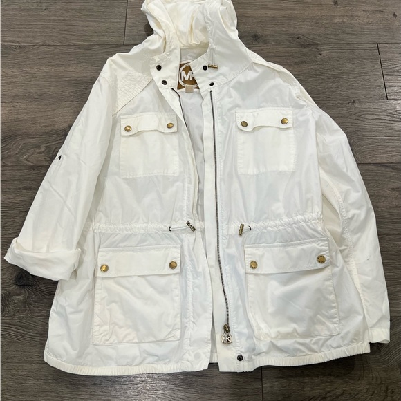 Michael Kors White Utility Jacket with Gold Accents - Picture 1 of 3